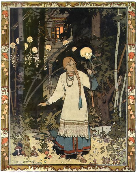 Vasilisa the Beautiful at the hut of Baba Yaga, by Ivan Bilbin