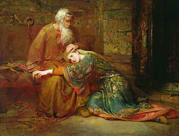 Cordelia Comforting King Lear in Prison, George William Joy (1886)