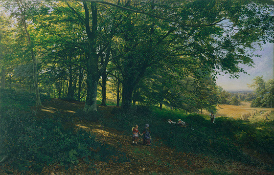 Rest in the Cool and Shady Wood, Edmund George Warren, 1861. Exhibited at the New Society of Painters in Watercolours in 1861.