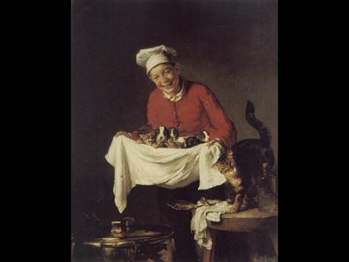 A Boy with Dogs and Kittens, Claude Joseph Bail