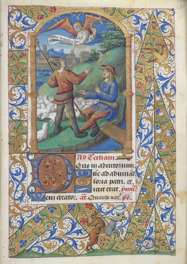 Book of Hours for the use of Angers, 210 x 145 mm, c. 1500, Annunciation to the shepherds, illuminated in the style of the MASTER OF JACQUES DE BESANÇON