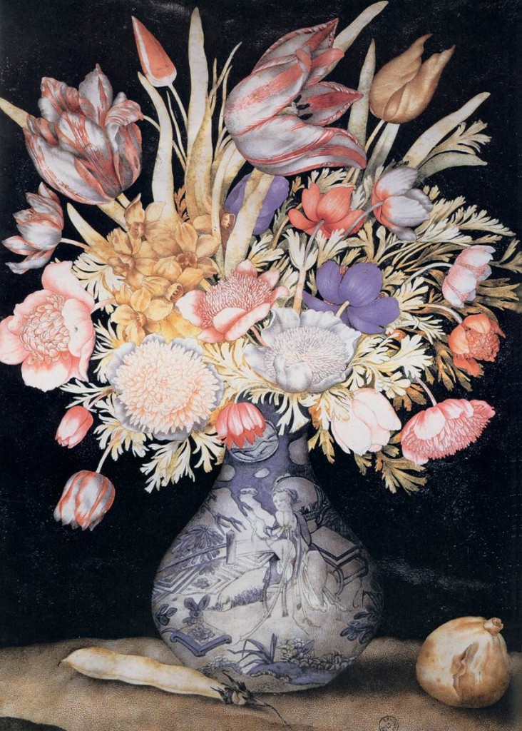 Chinese Vase with Flowers, a Fig, and a Bean, Giovanna Garzoni, 1625-50